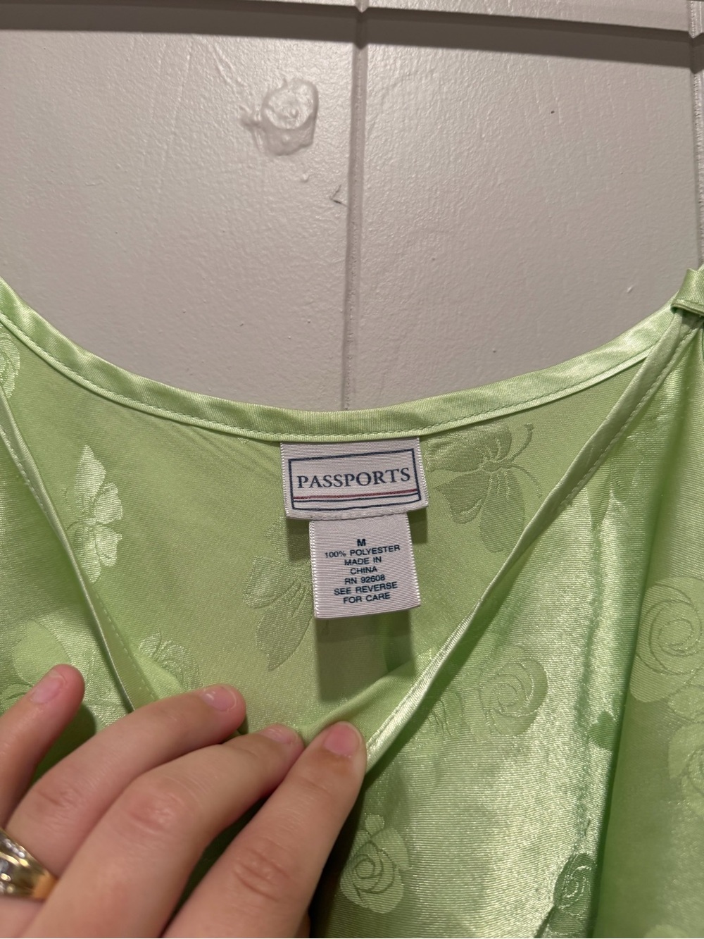 Passport Lime Green Satin Floral Slip Dress - Picture 4 of 4